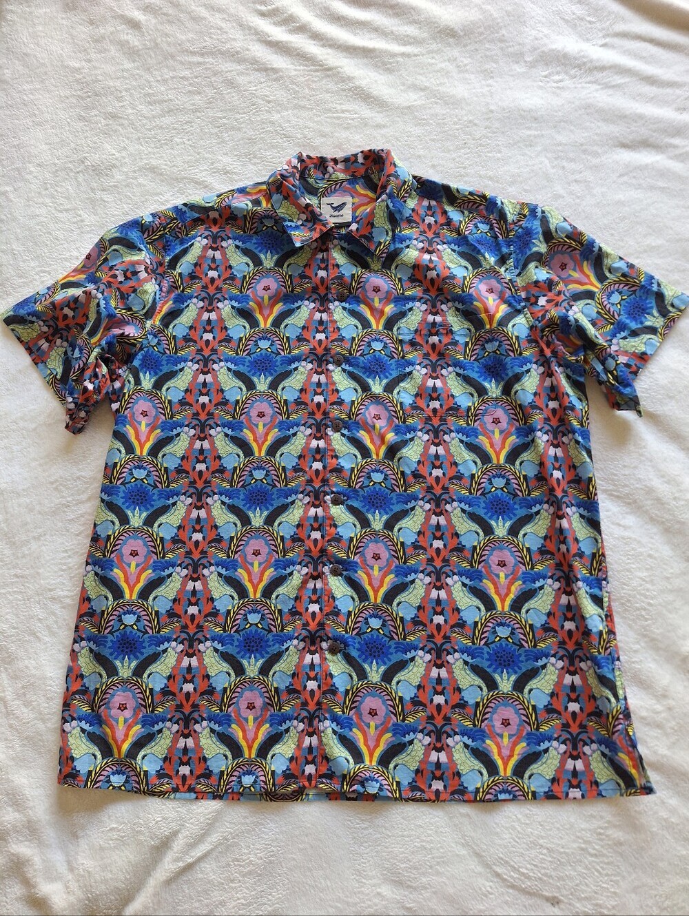 Yiume Men's XXL Hawaiian Shirt 100% Cotton Psychedelic Floral Art Resort